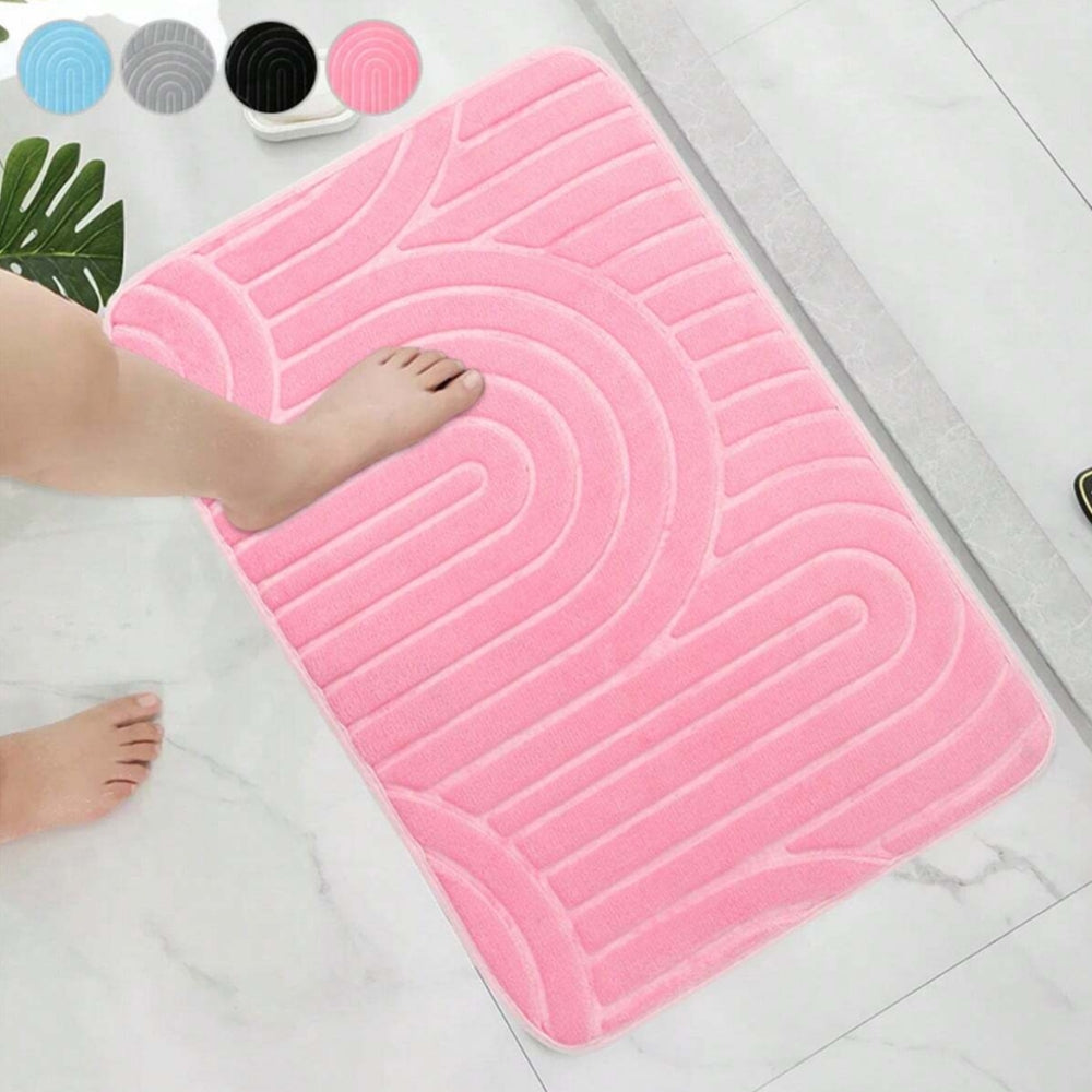 Cashmere Bath Mat with Non-Slip Base and Modern Arch Design
