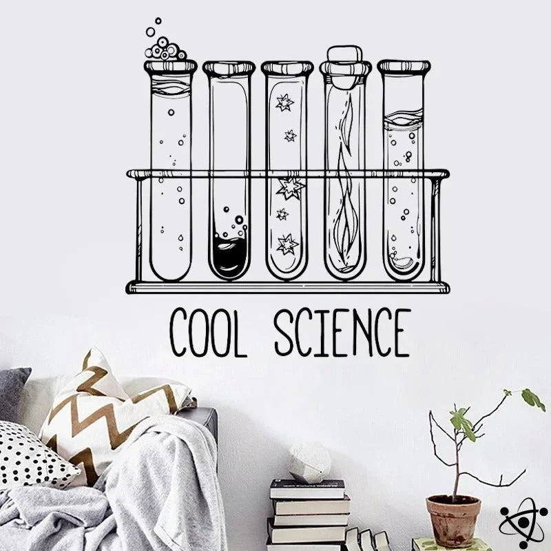 Whimsical Science Wall Stickers with Test Tubes and Bubbles