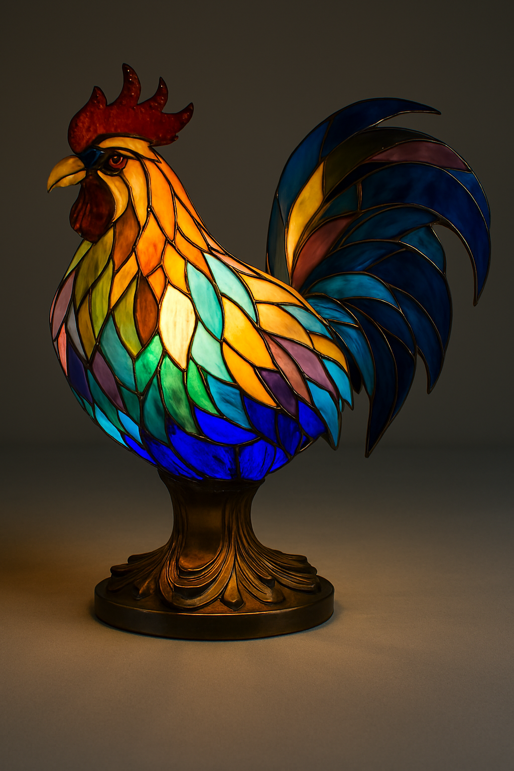 Stained Glass Animal Table Lamp with LED Light