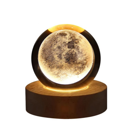 RGB Crystal Ball Night Light with Milky Way and Moon Design