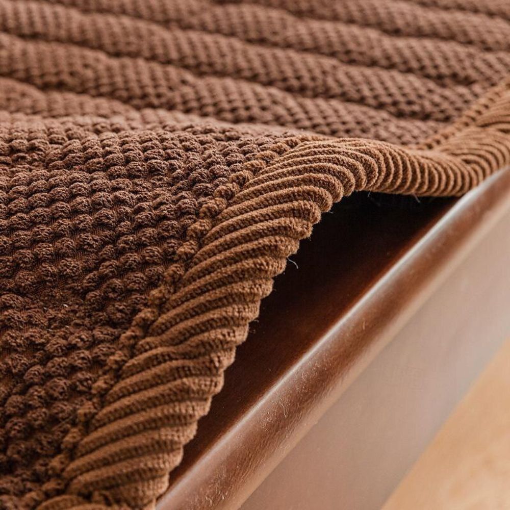 Soft Ribbed Corduroy Sofa Seat Cover with Anti-Slip Base