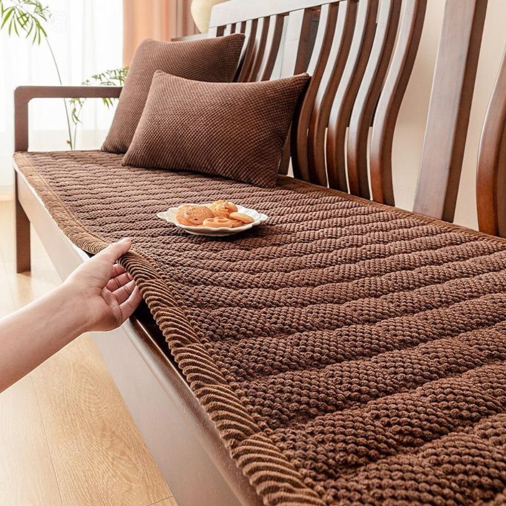 Soft Ribbed Corduroy Sofa Seat Cover with Anti-Slip Base