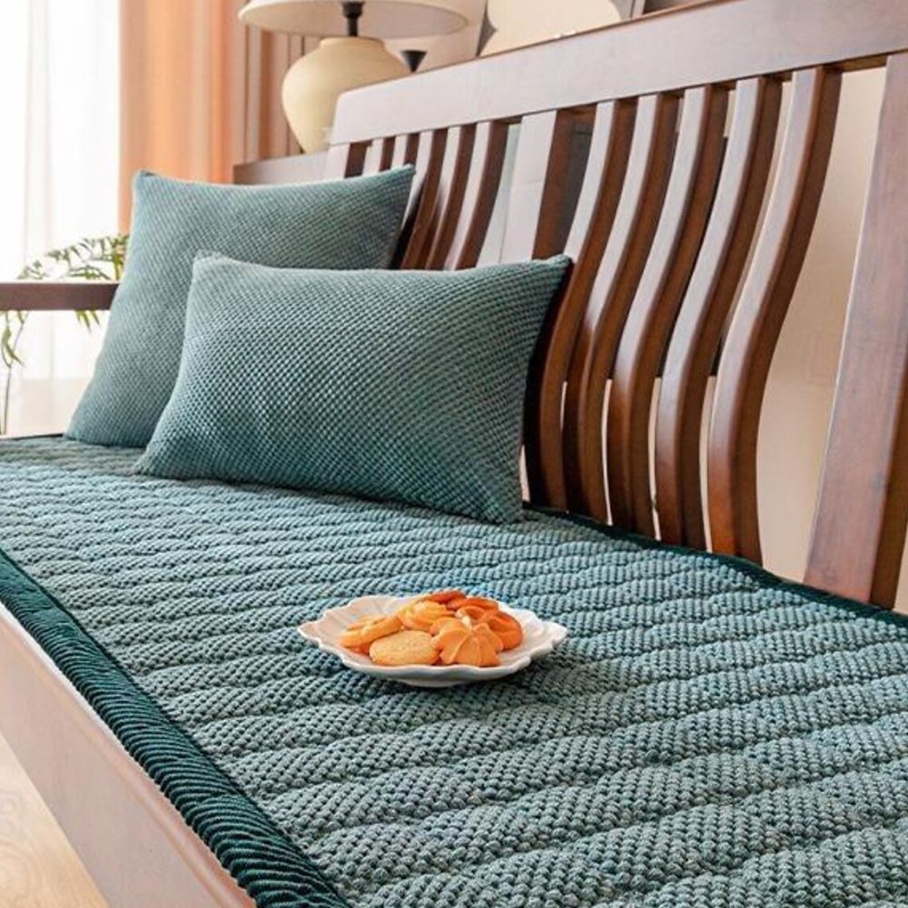 Soft Ribbed Corduroy Sofa Seat Cover with Anti-Slip Base