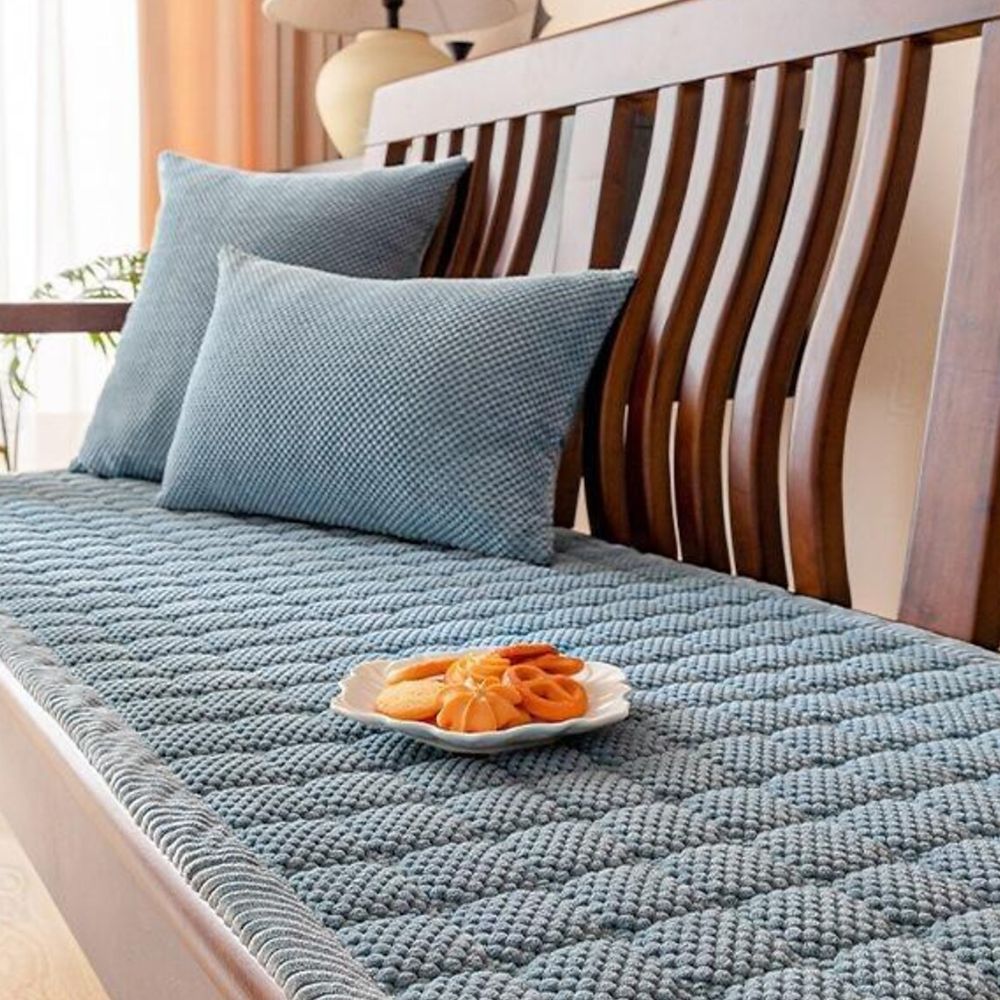 Soft Ribbed Corduroy Sofa Seat Cover with Anti-Slip Base