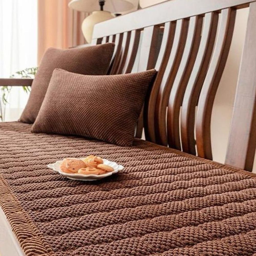 Soft Ribbed Corduroy Sofa Seat Cover with Anti-Slip Base