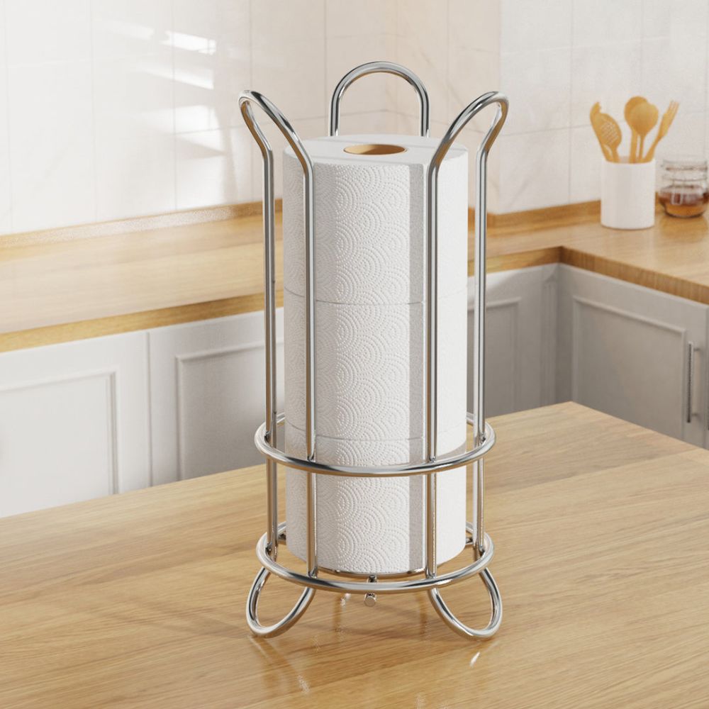 Freestanding Chrome Toilet Roll Stand for 3 Rolls