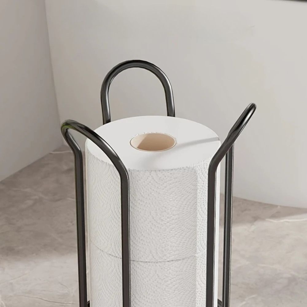 Freestanding Chrome Toilet Roll Stand for 3 Rolls