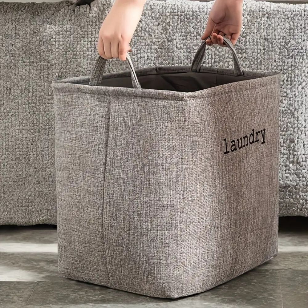 Foldable Microfiber Laundry Basket with Letter Print