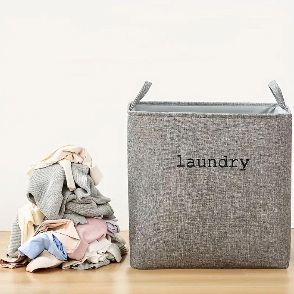 Foldable Microfiber Laundry Basket with Letter Print