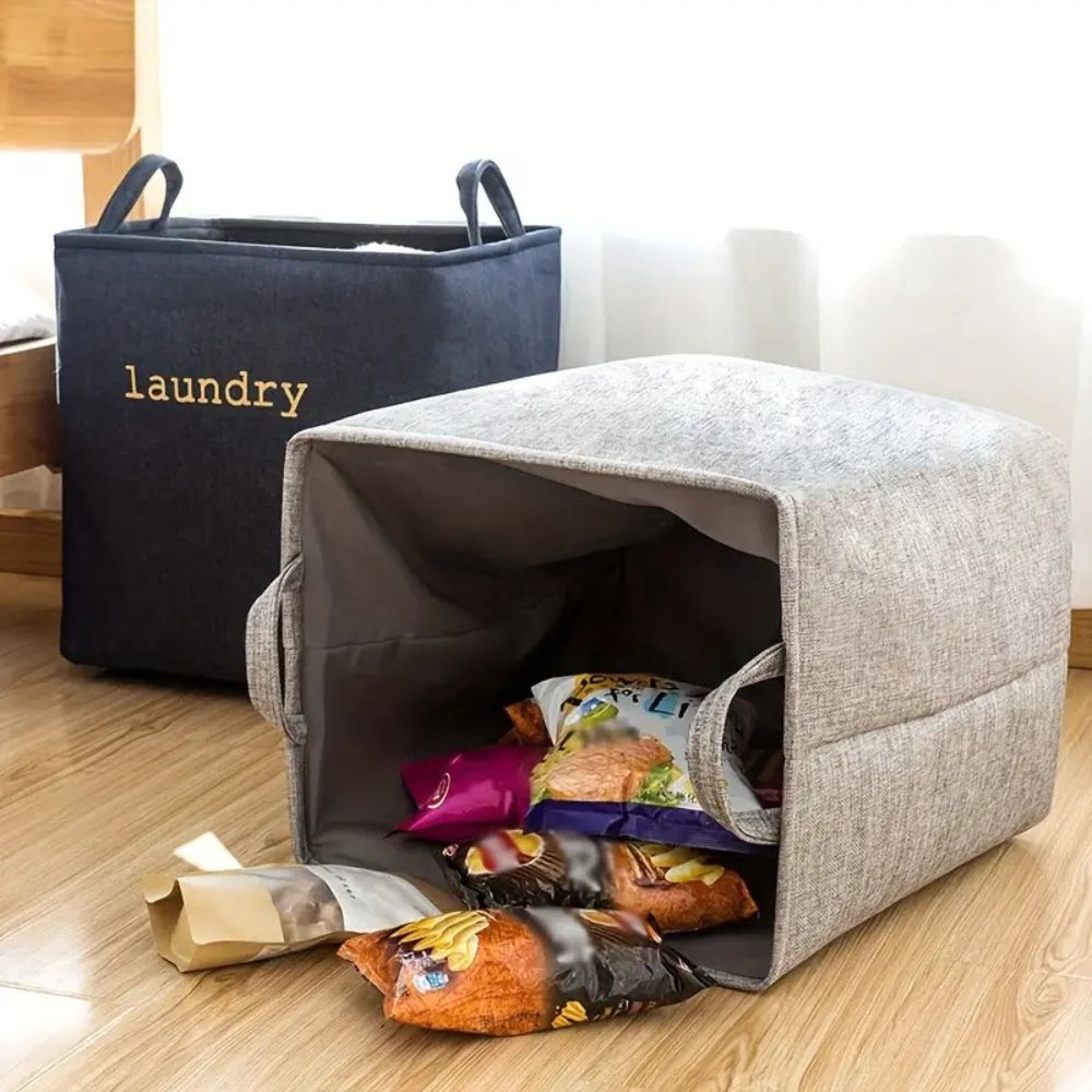 Foldable Microfiber Laundry Basket with Letter Print