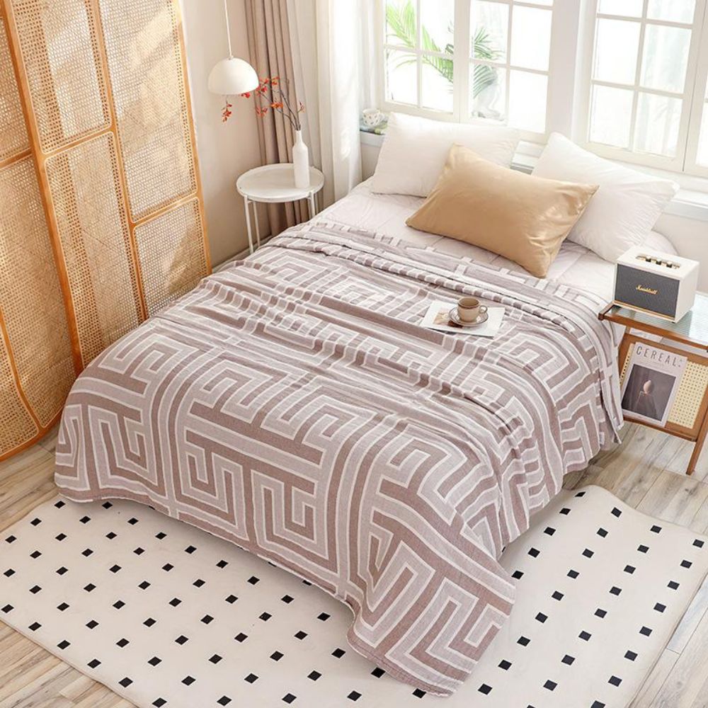 Lightweight Double-Sided Cotton Blanket in Light Beige