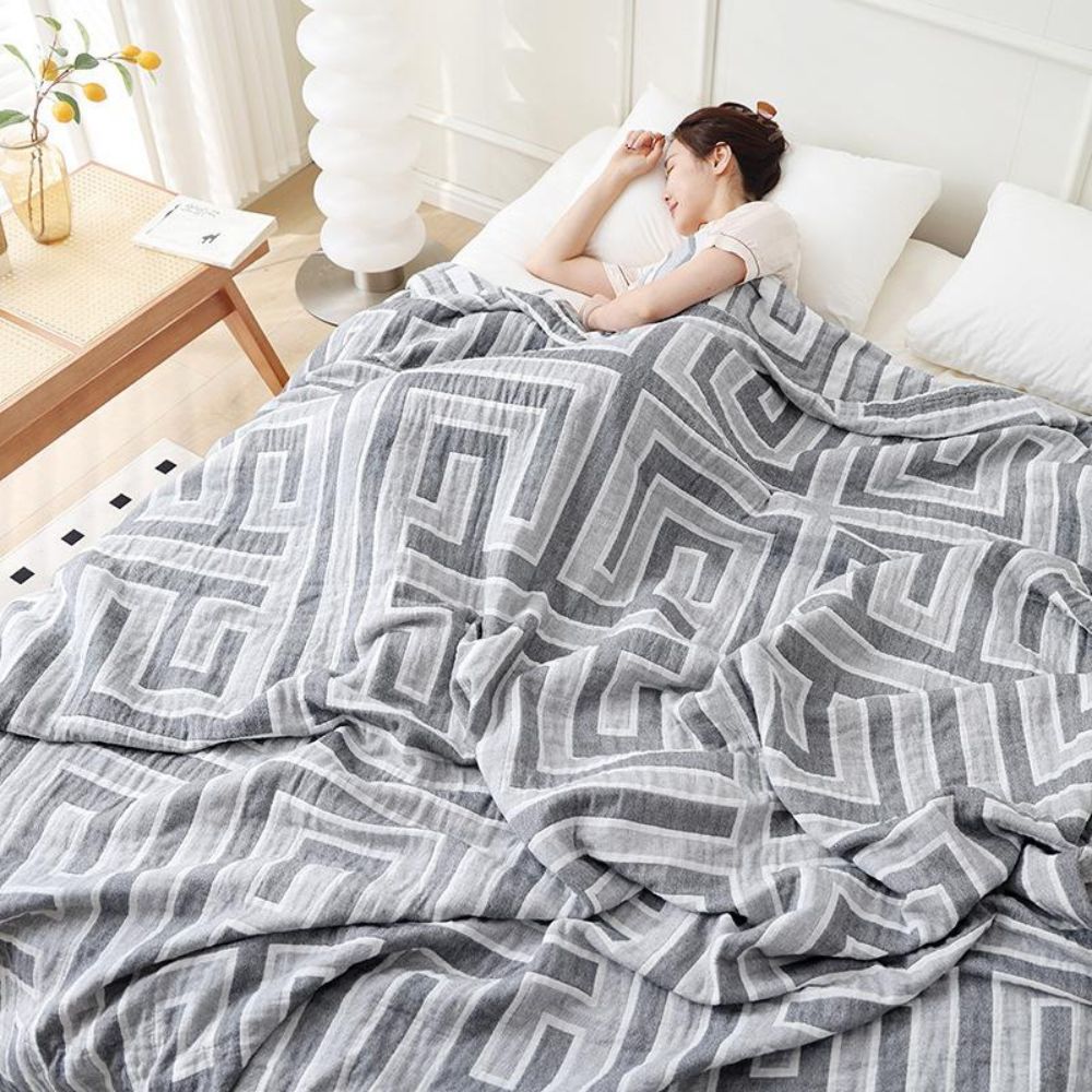 Lightweight Double-Sided Cotton Blanket in Light Beige