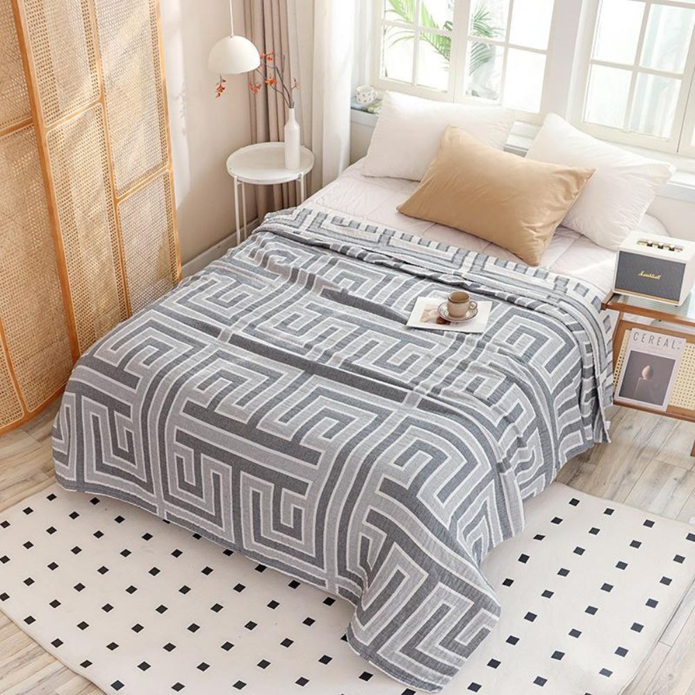 Lightweight Double-Sided Cotton Blanket in Light Beige