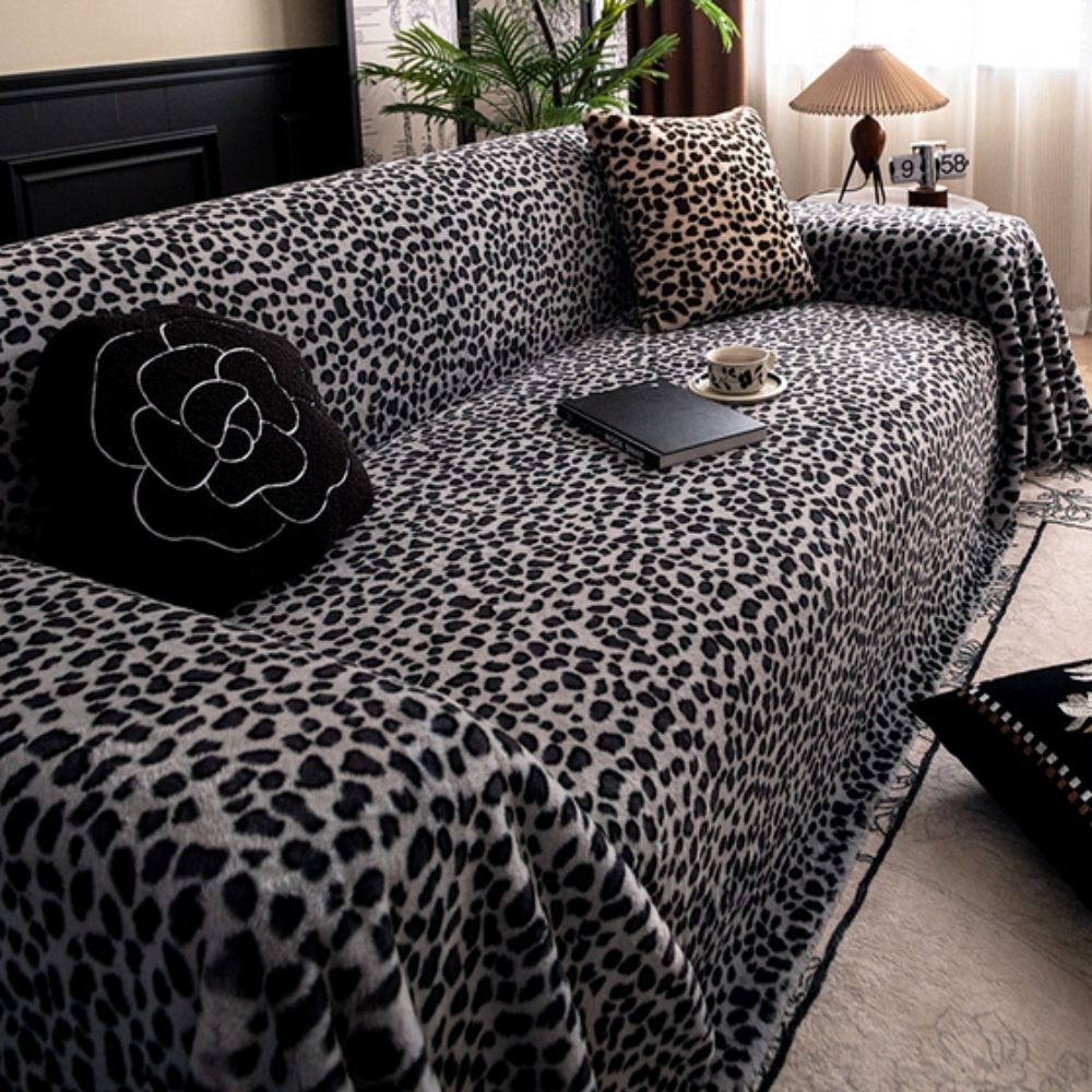 Cozy Leopard Print Plush Sofa Cover