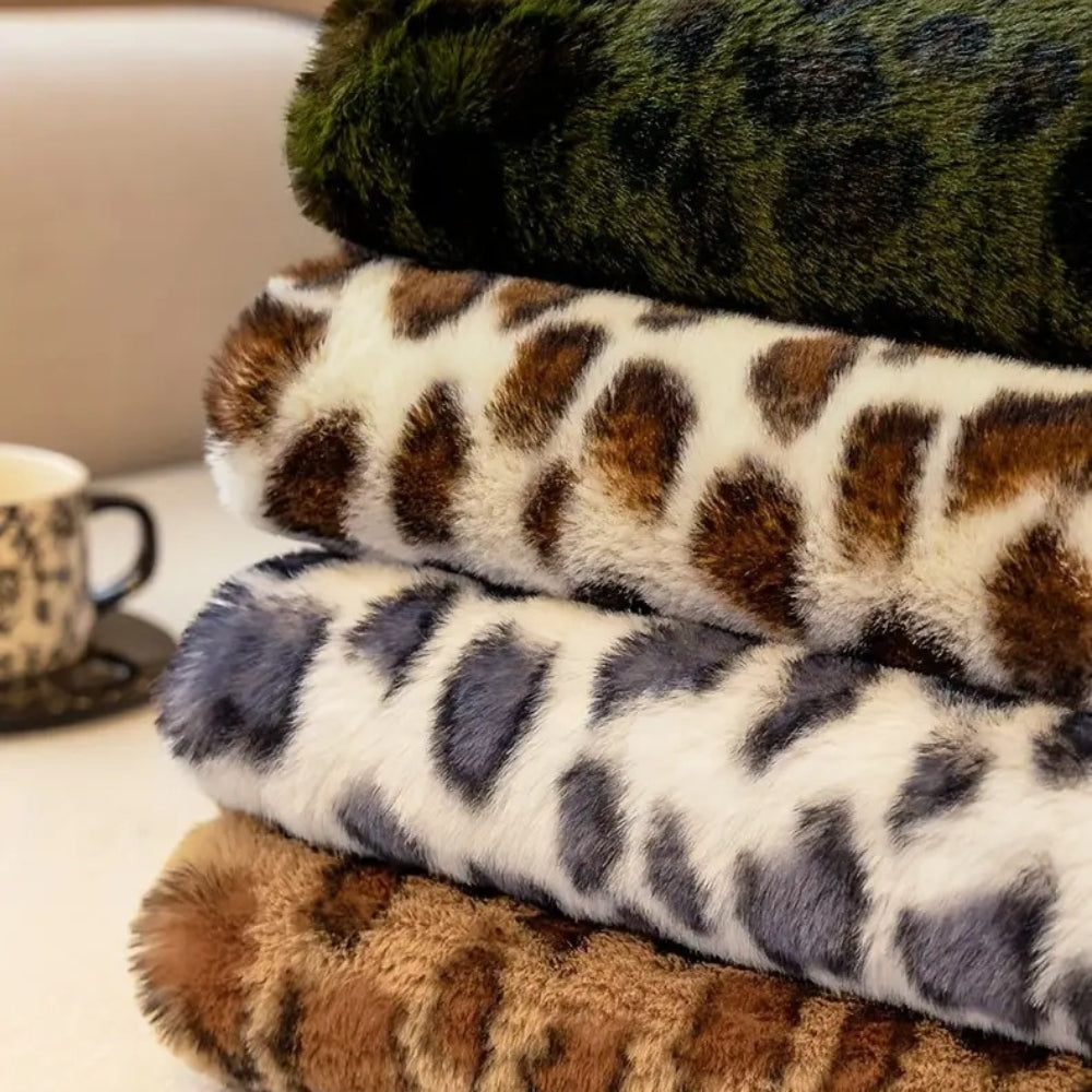 Cozy Leopard Print Plush Sofa Cover