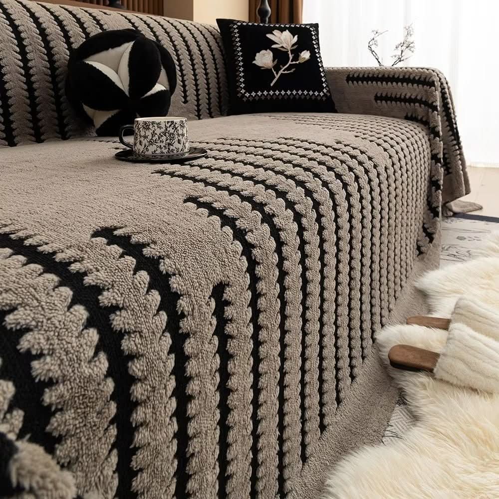 Plush Quilted Sofa Cover with Non-Slip Back