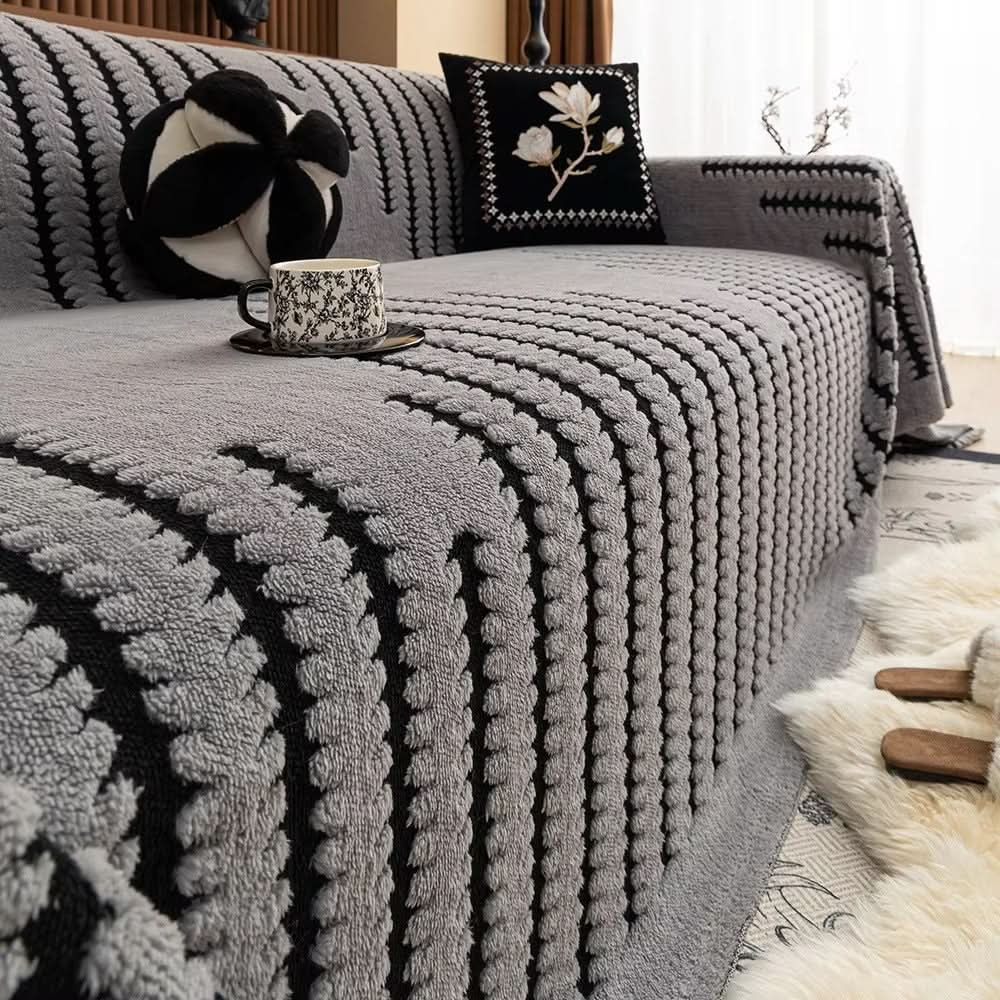Plush Quilted Sofa Cover with Non-Slip Back