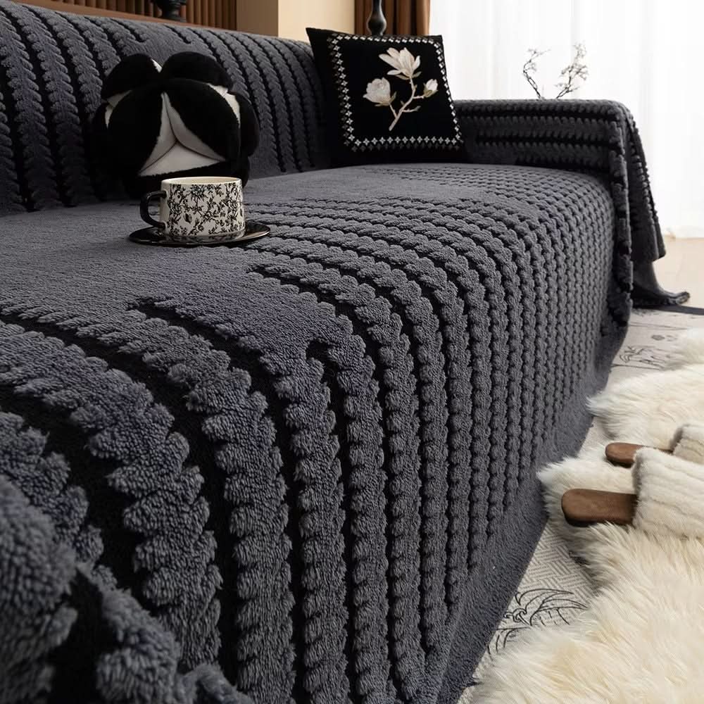 Plush Quilted Sofa Cover with Non-Slip Back