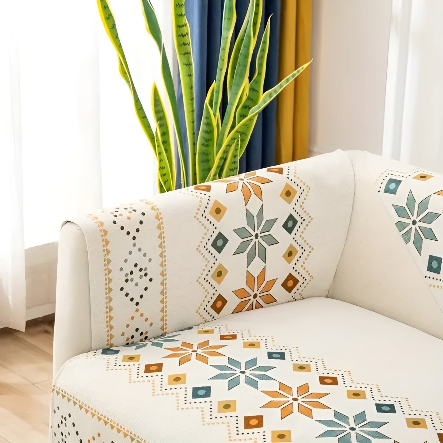 Boho Chenille Sofa Cover with Non-Slip Backing