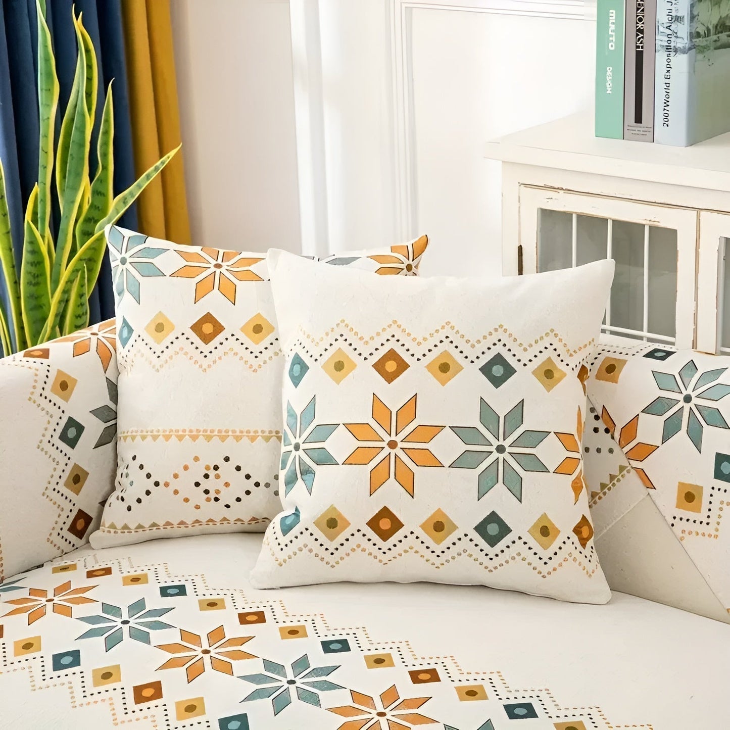 Boho Chenille Sofa Cover with Non-Slip Backing