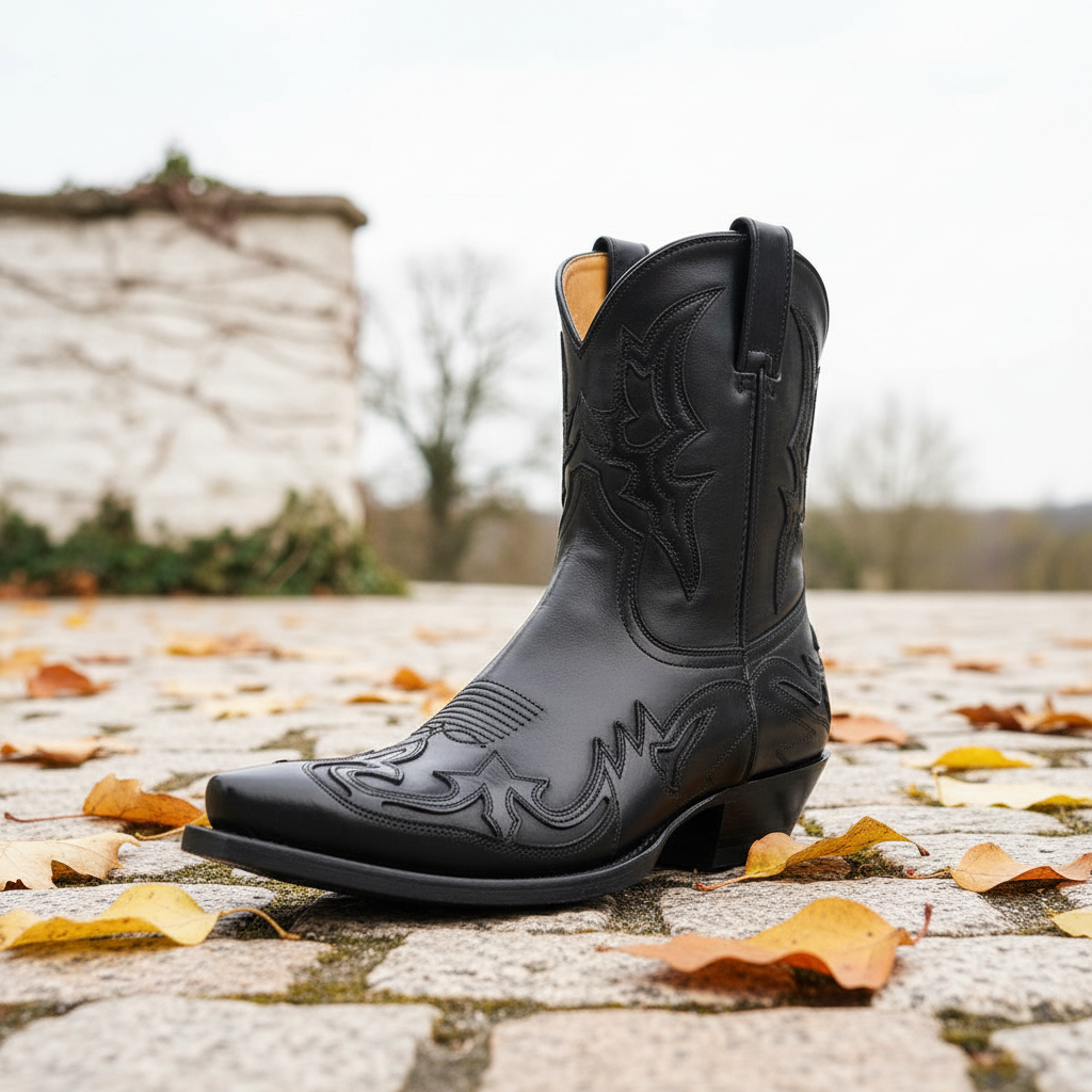 High-Quality Leather Cowboy Boots with Exclusive Embroidery