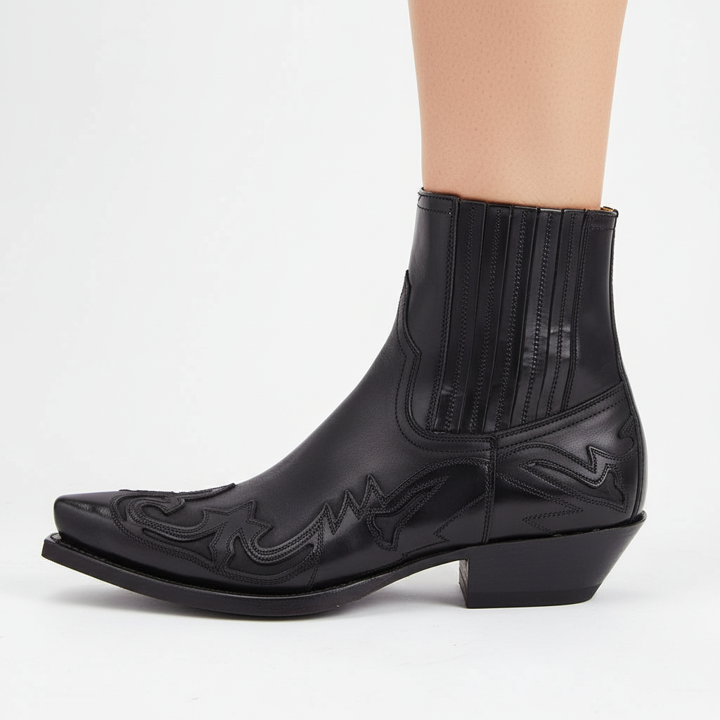 High-Quality Leather Cowboy Boots with Exclusive Embroidery
