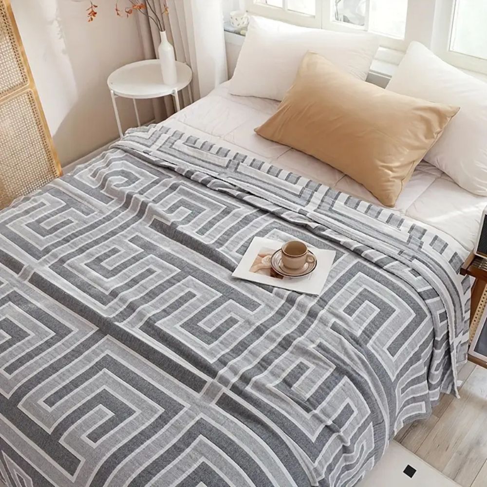 Lightweight Double-Sided Cotton Blanket in Light Beige