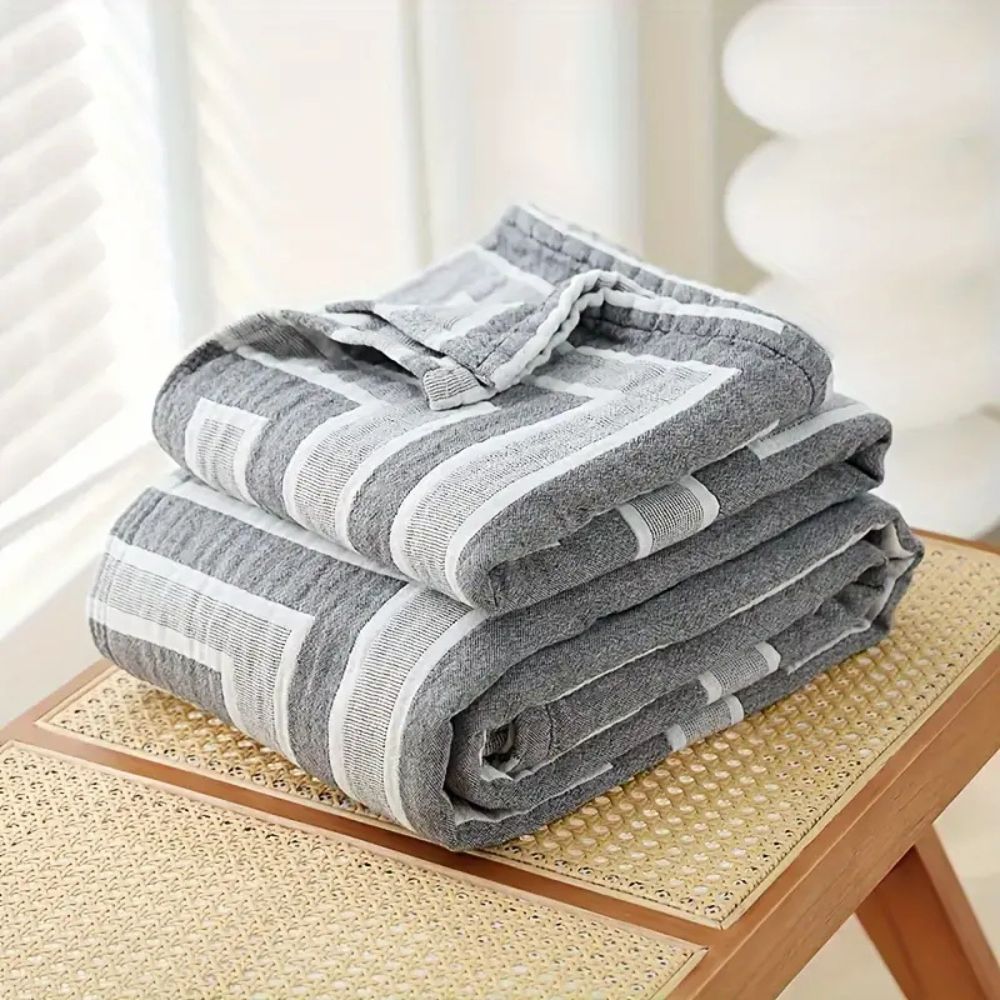 Lightweight Double-Sided Cotton Blanket in Light Beige