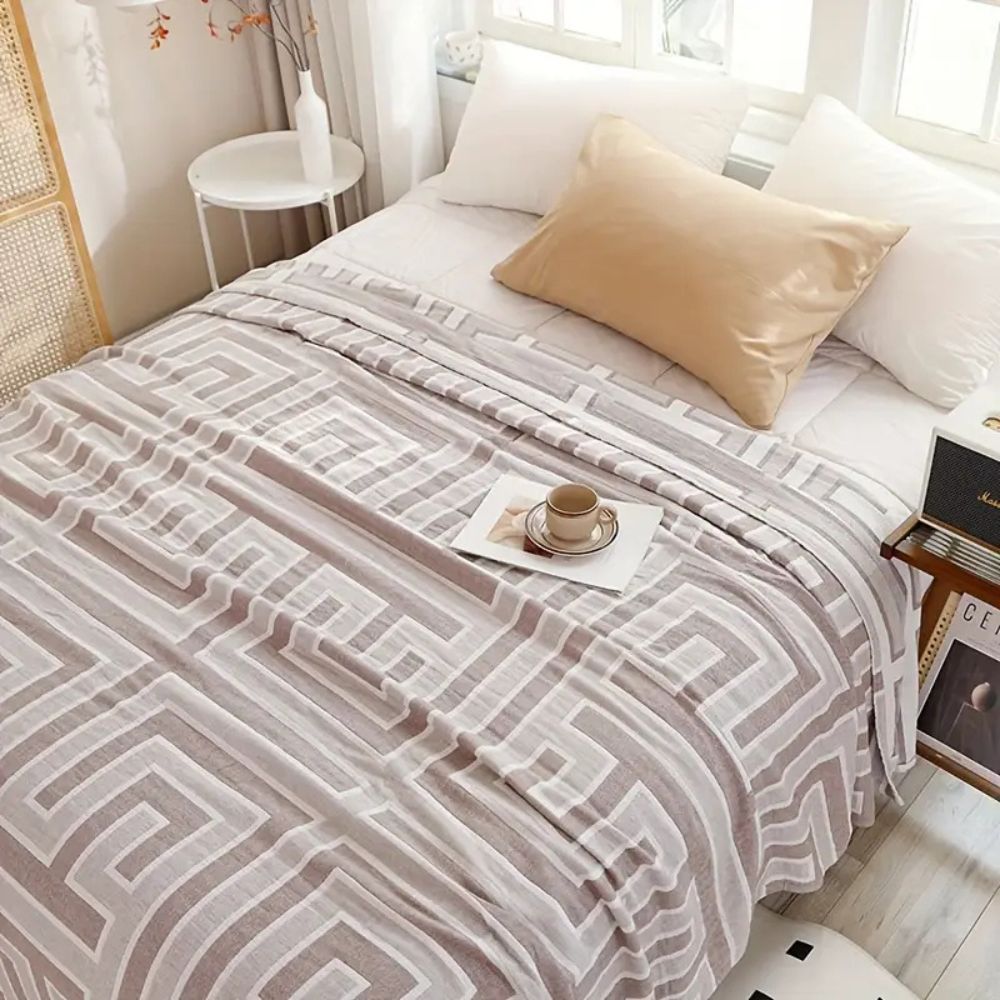 Lightweight Double-Sided Cotton Blanket in Light Beige