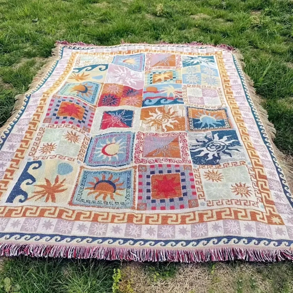 Cozy Microfiber Outdoor Picnic Blanket with Fringes