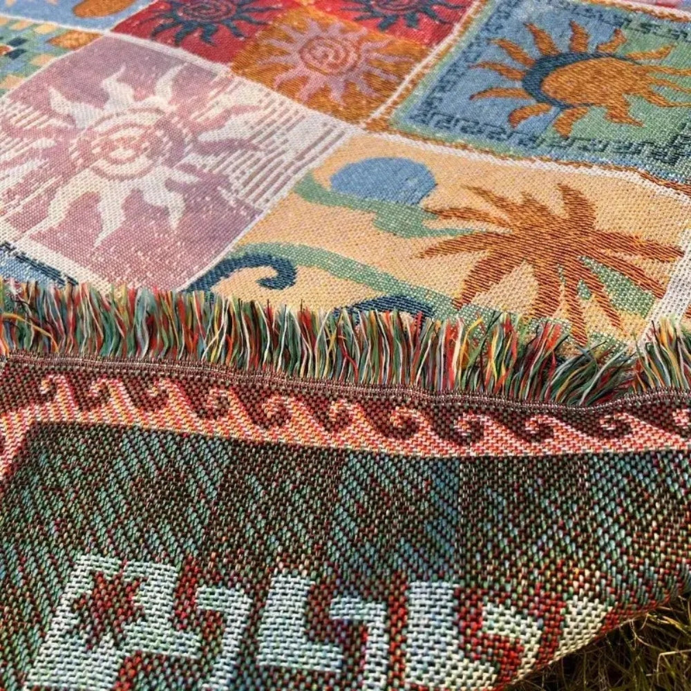 Cozy Microfiber Outdoor Picnic Blanket with Fringes