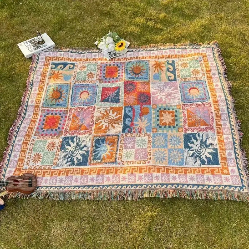 Cozy Microfiber Outdoor Picnic Blanket with Fringes