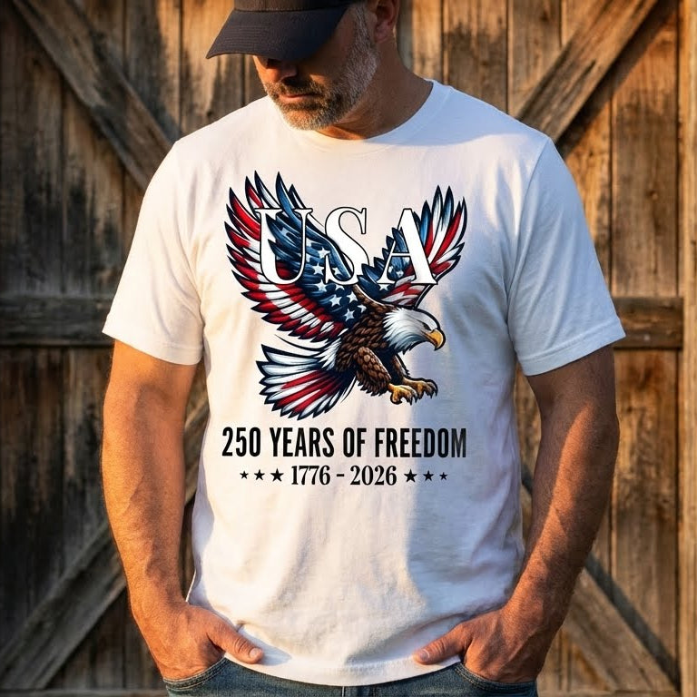 Bald Eagle Patriotic T-Shirt 250 Years of Freedom 1776-2026