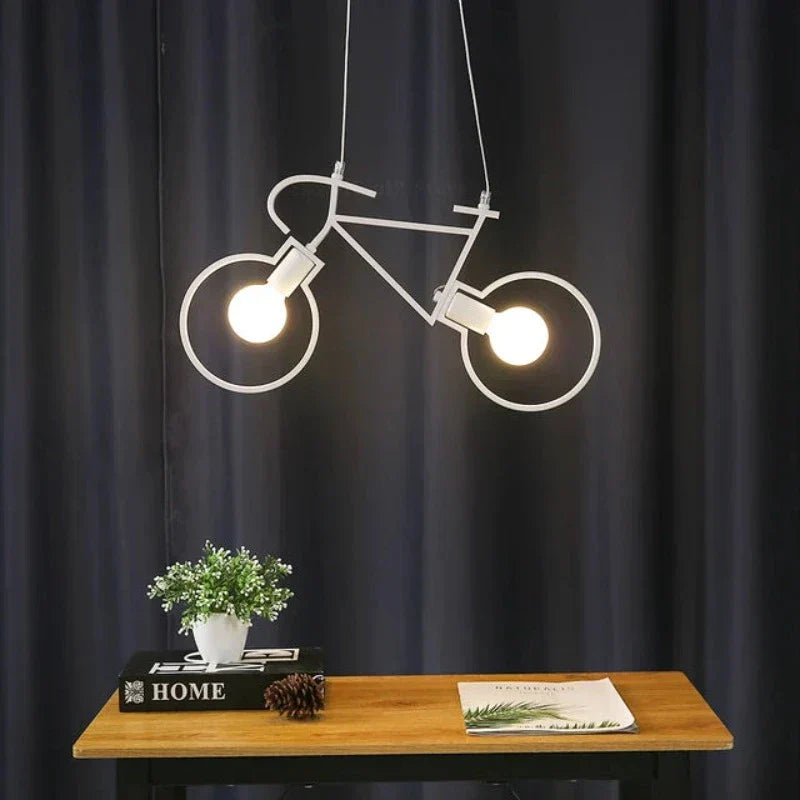 Bicycle Pendant Light with Adjustable Height LED