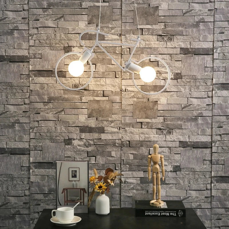 Bicycle Pendant Light with Adjustable Height LED