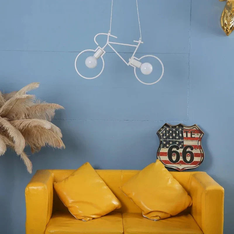 Bicycle Pendant Light with Adjustable Height LED