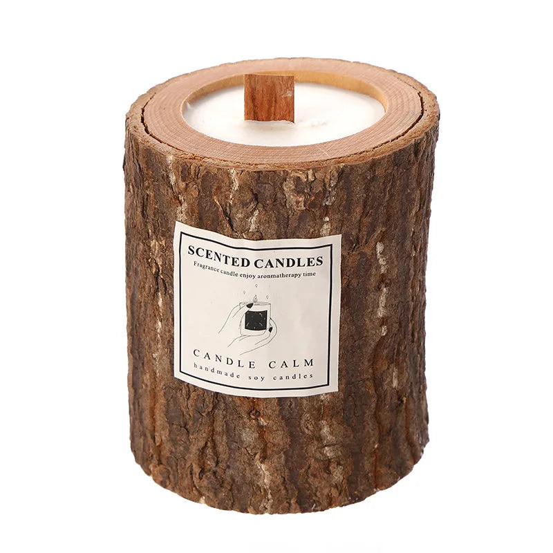 Artisanal Scented Candle in Wooden Vessel