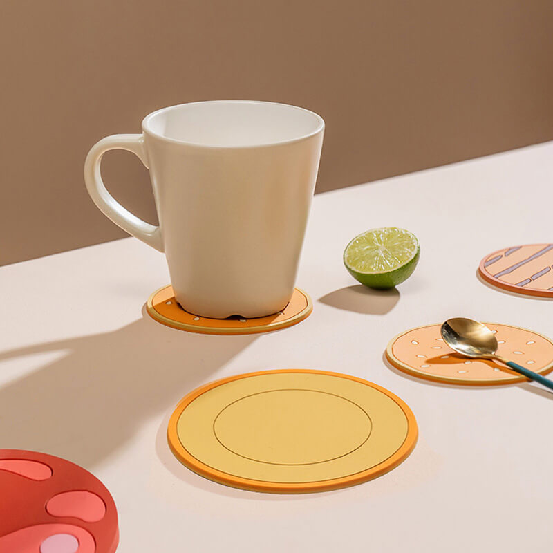 Burger-Shaped PVC Coaster Set - 8 Pieces