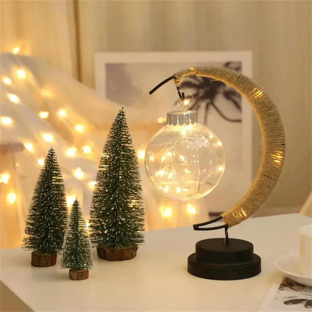 Crescent Moon Wicker Table Lamp