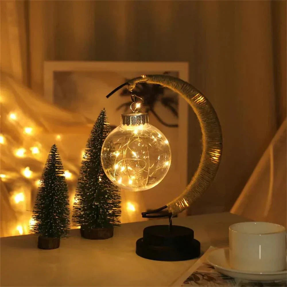 Crescent Moon Wicker Table Lamp