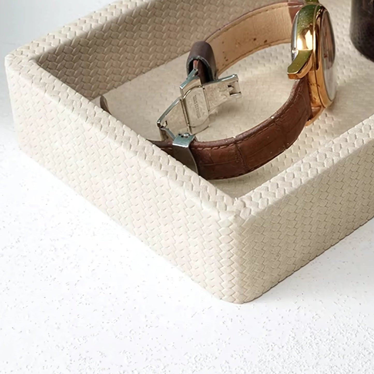 Croc Textured Wooden Organizer Tray