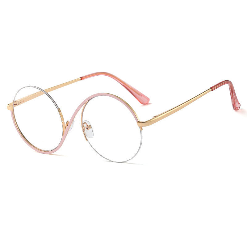 Round Stainless Steel Glasses with Blue Light Filter and Adjustable Nose Pads