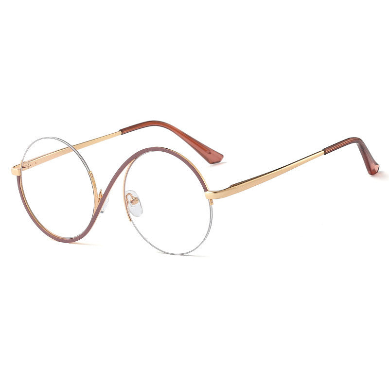Round Stainless Steel Glasses with Blue Light Filter and Adjustable Nose Pads