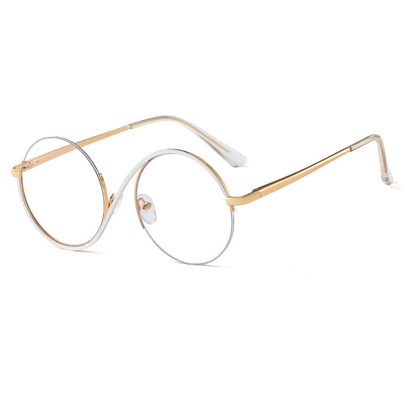 Round Stainless Steel Glasses with Blue Light Filter and Adjustable Nose Pads