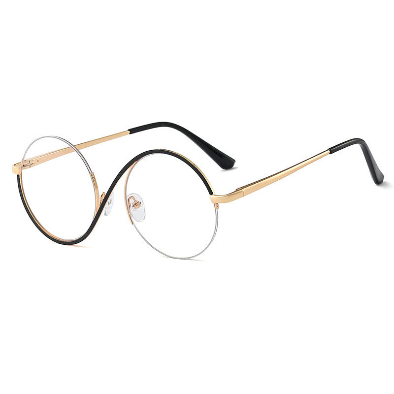 Round Stainless Steel Glasses with Blue Light Filter and Adjustable Nose Pads