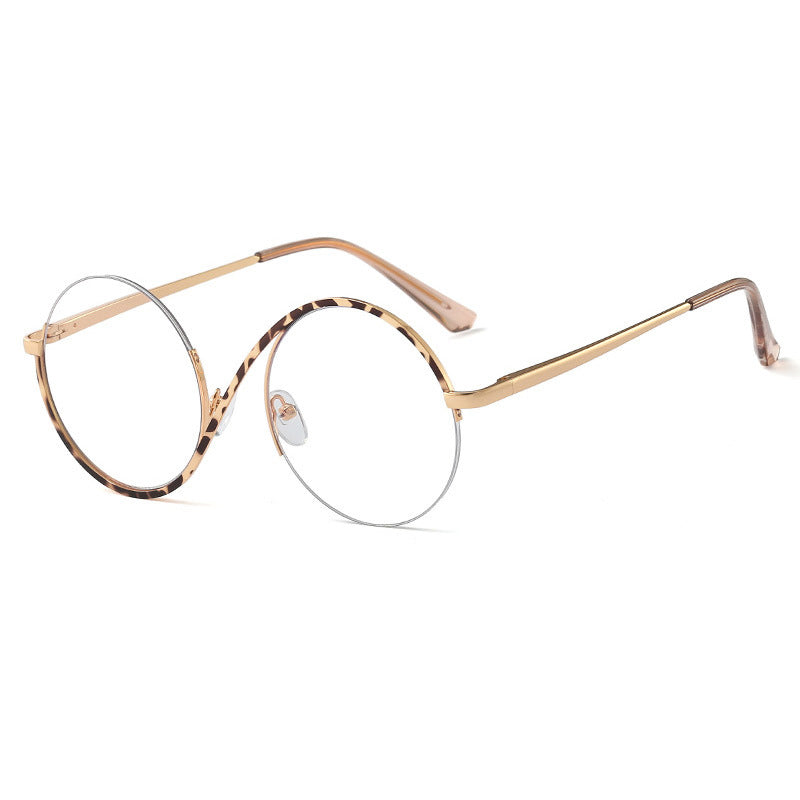 Round Stainless Steel Glasses with Blue Light Filter and Adjustable Nose Pads