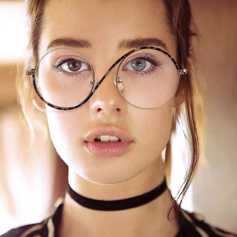 Round Stainless Steel Glasses with Blue Light Filter and Adjustable Nose Pads