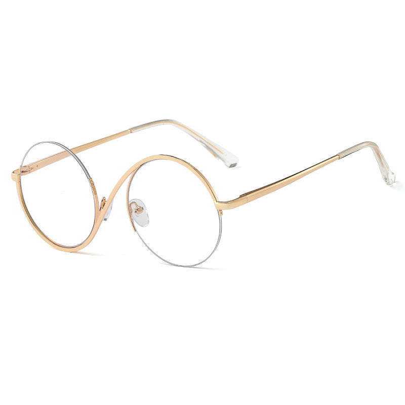 Round Stainless Steel Glasses with Blue Light Filter and Adjustable Nose Pads