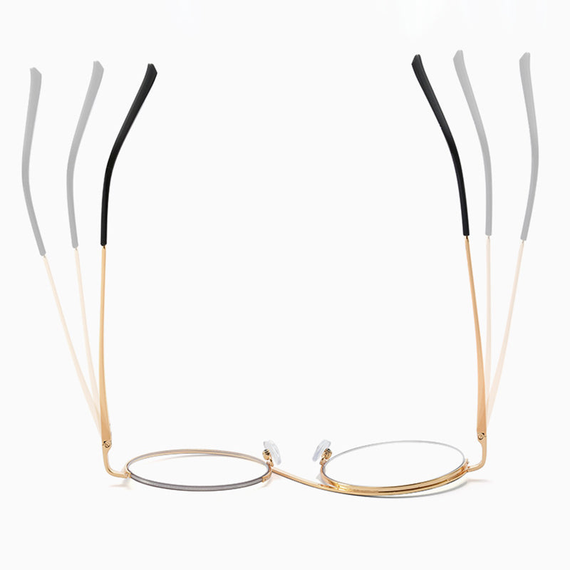 Round Stainless Steel Glasses with Blue Light Filter and Adjustable Nose Pads