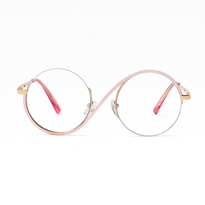 Round Stainless Steel Glasses with Blue Light Filter and Adjustable Nose Pads